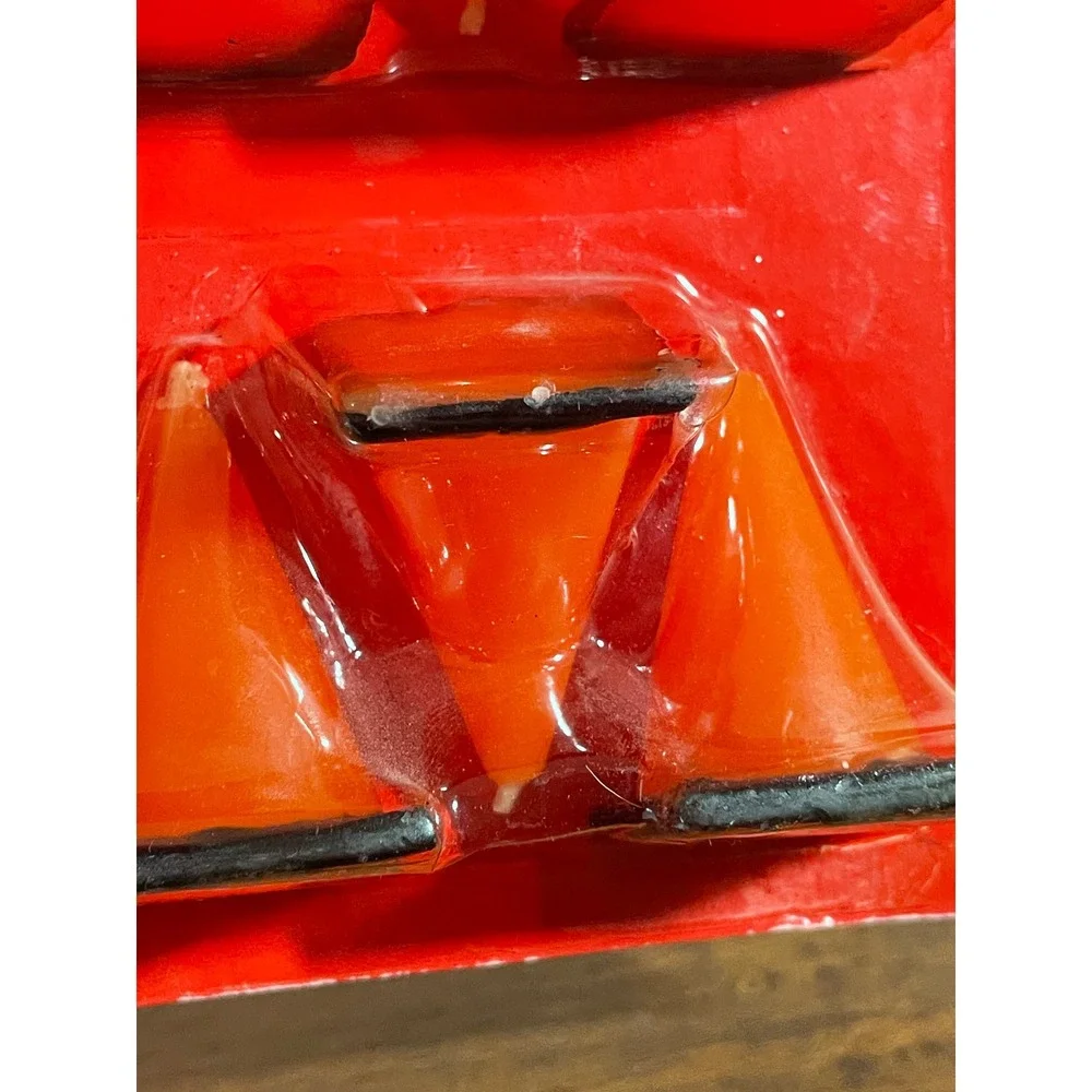 Vintage Paper Art Traffic Cone Fun Candles Set of 6 Orange Construction Novelty